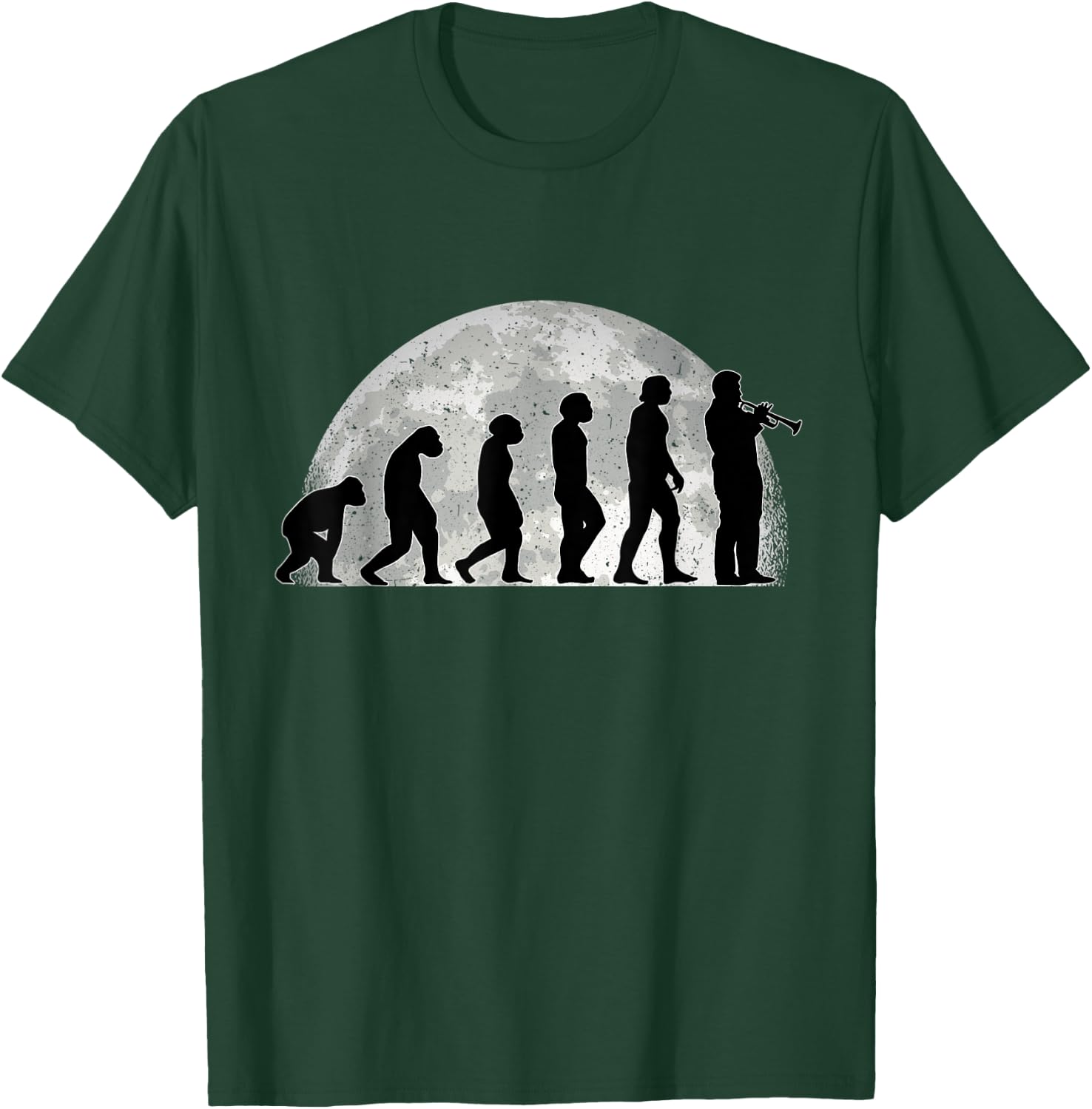 Trumpet Evolution Moon Trumpeter Jazz Music T-Shirt - T-Shirt | Forest