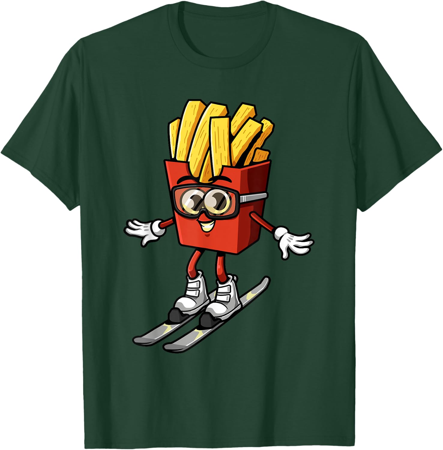 Funny French Fry Ski Potato Fries Skiing Instructor Outfit T-Shirt - T-Shirt | Forest