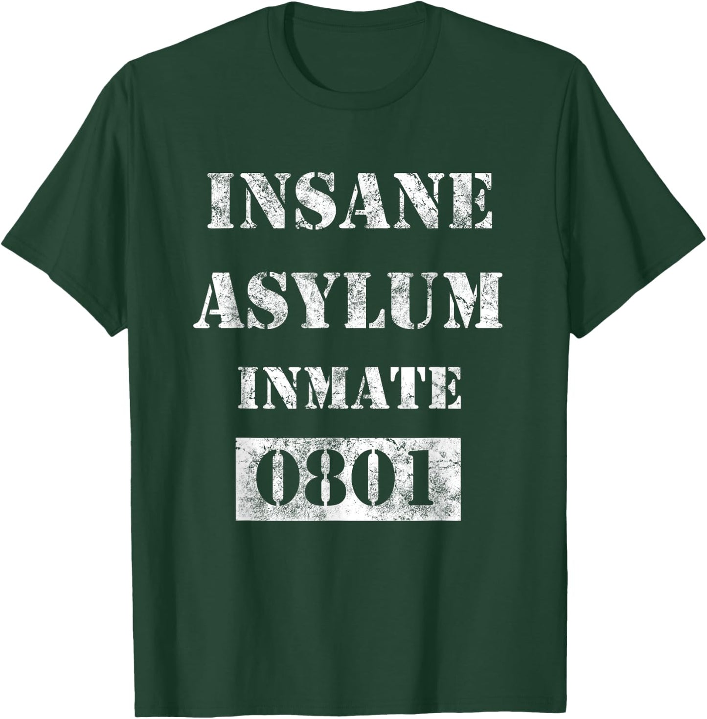 Funny Halloween Prison Costume Insane Asylum Wht Distressed T-Shirt - T-Shirt | Forest