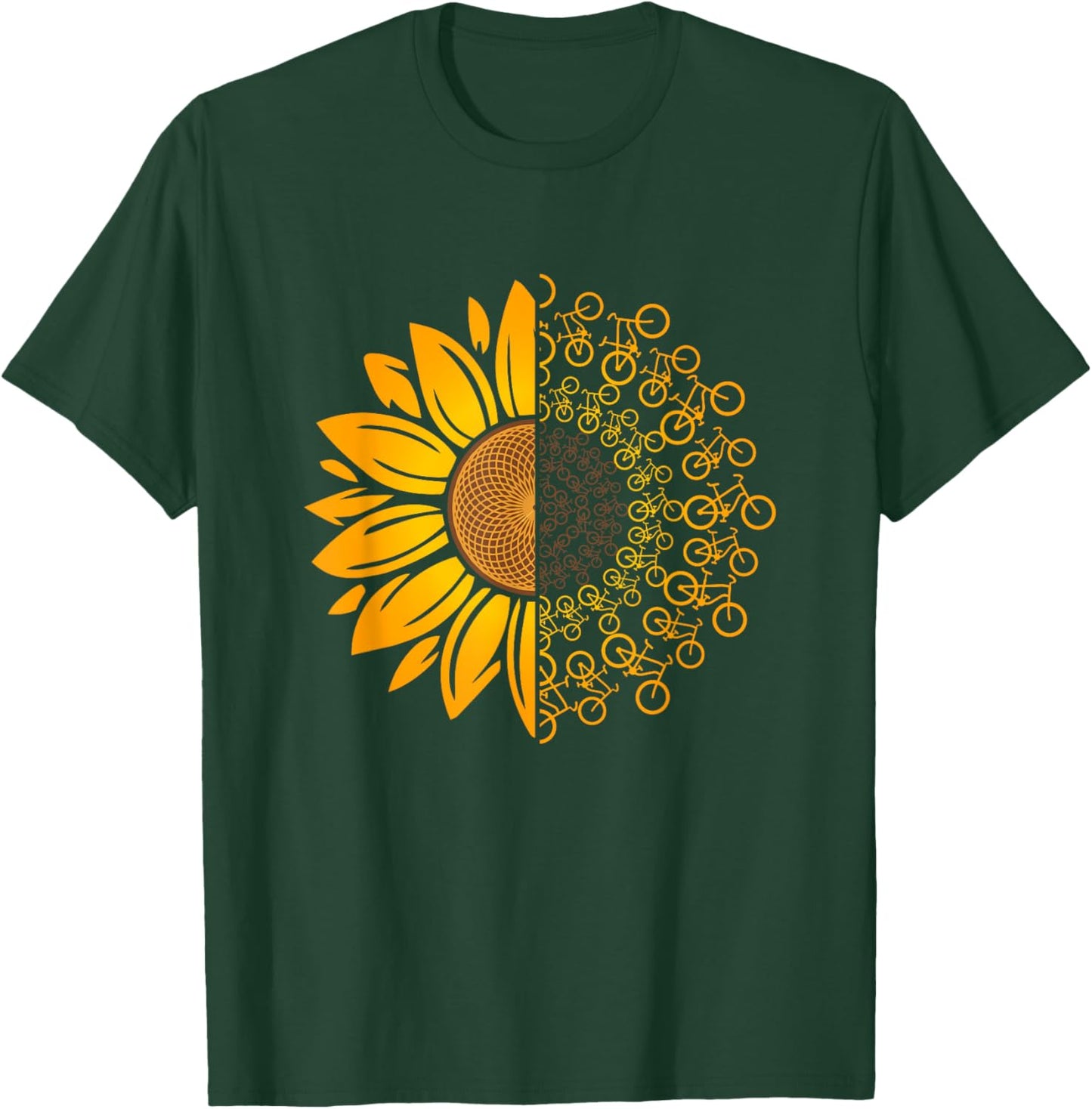 Vintage Bikes Biker Retro Bicycle Cycling Sunflower T-Shirt - T-Shirt | Forest