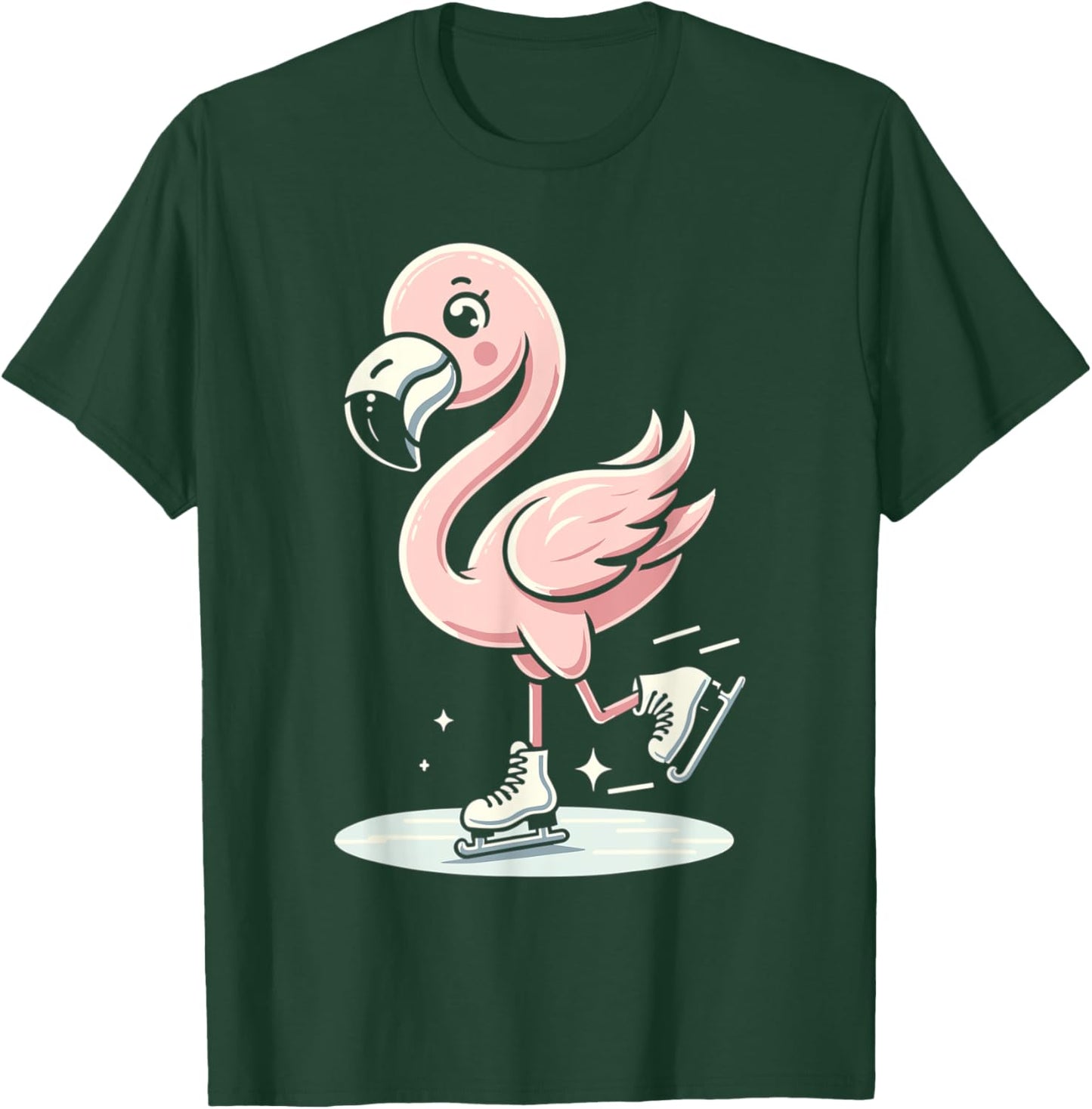 Cute Flamingo Ice Skating Skater Figure Skating For Girls T-Shirt - T-Shirt | Forest