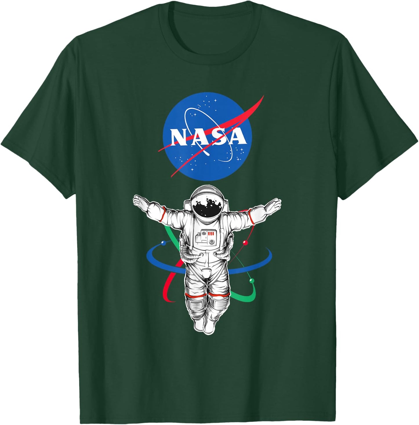 Major Future NASA - -Adults, Black, Small, Short Sleeve, Cotton/Polyester, Astronaut Atom NASA Theme T-Shirt - T-Shirt | Forest