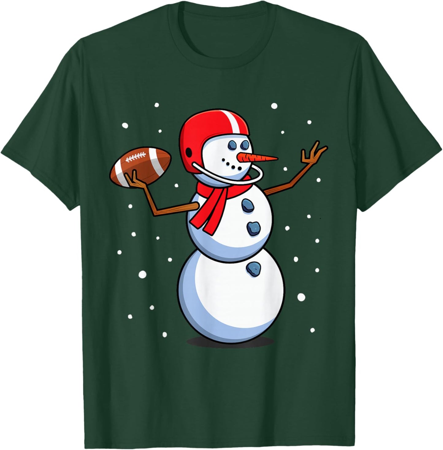 Snowman Football Player Santa Hat Men Boys Christmas Sports T-Shirt - T-Shirt | Forest