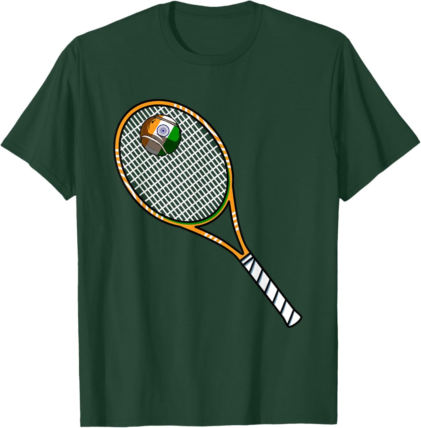 Tennis Racket And Ball Flag Of India T-Shirt - T-Shirt | Forest