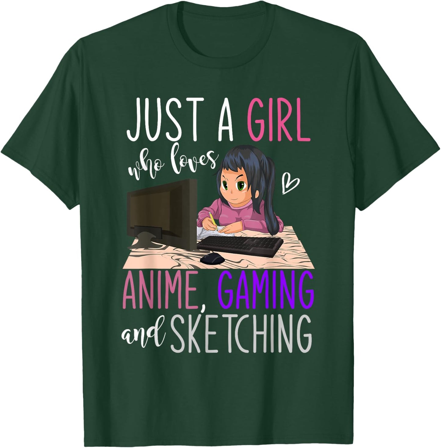 Artist Gamer Girls Gift Sketching Video Games Gaming Anime T-Shirt - T-Shirt | Forest