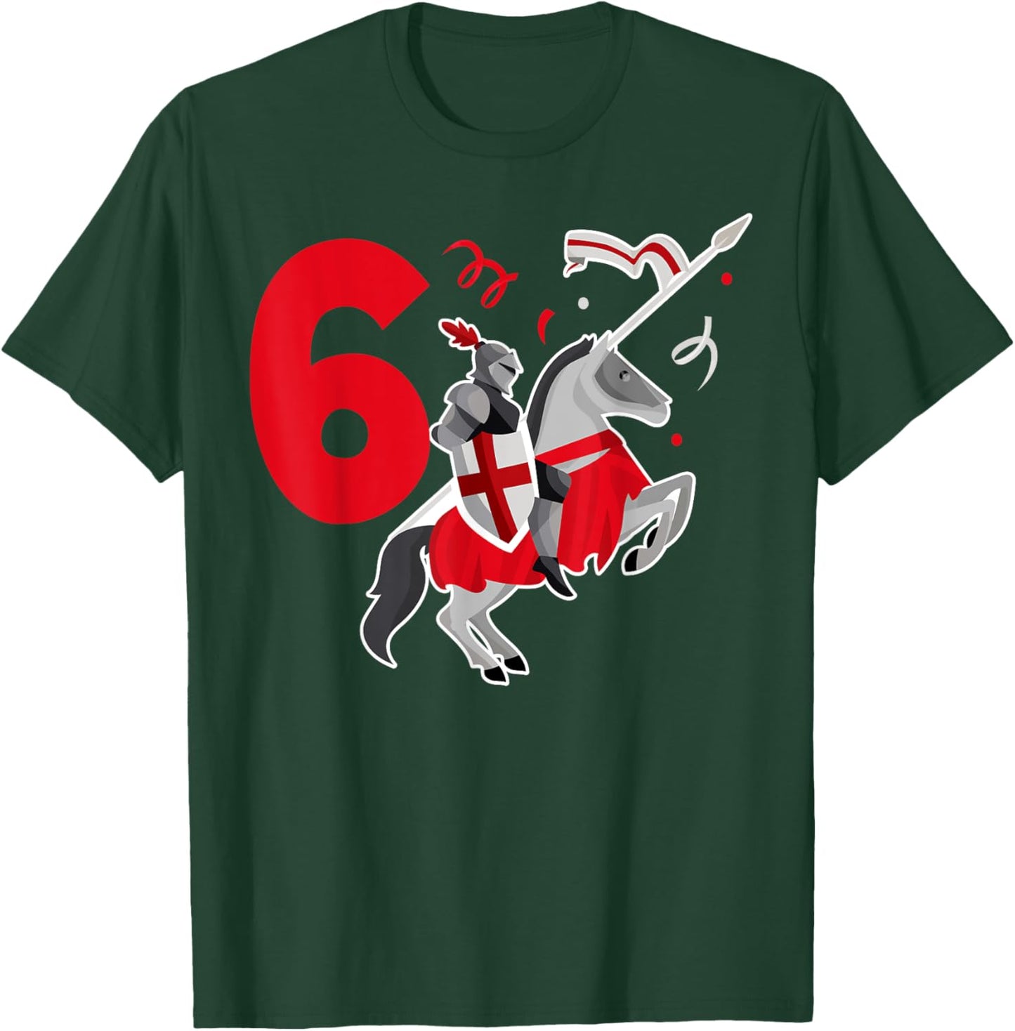 Kids 6th Birthday Party 6 Years Old Son Knights Soldier T-Shirt - T-Shirt | Forest