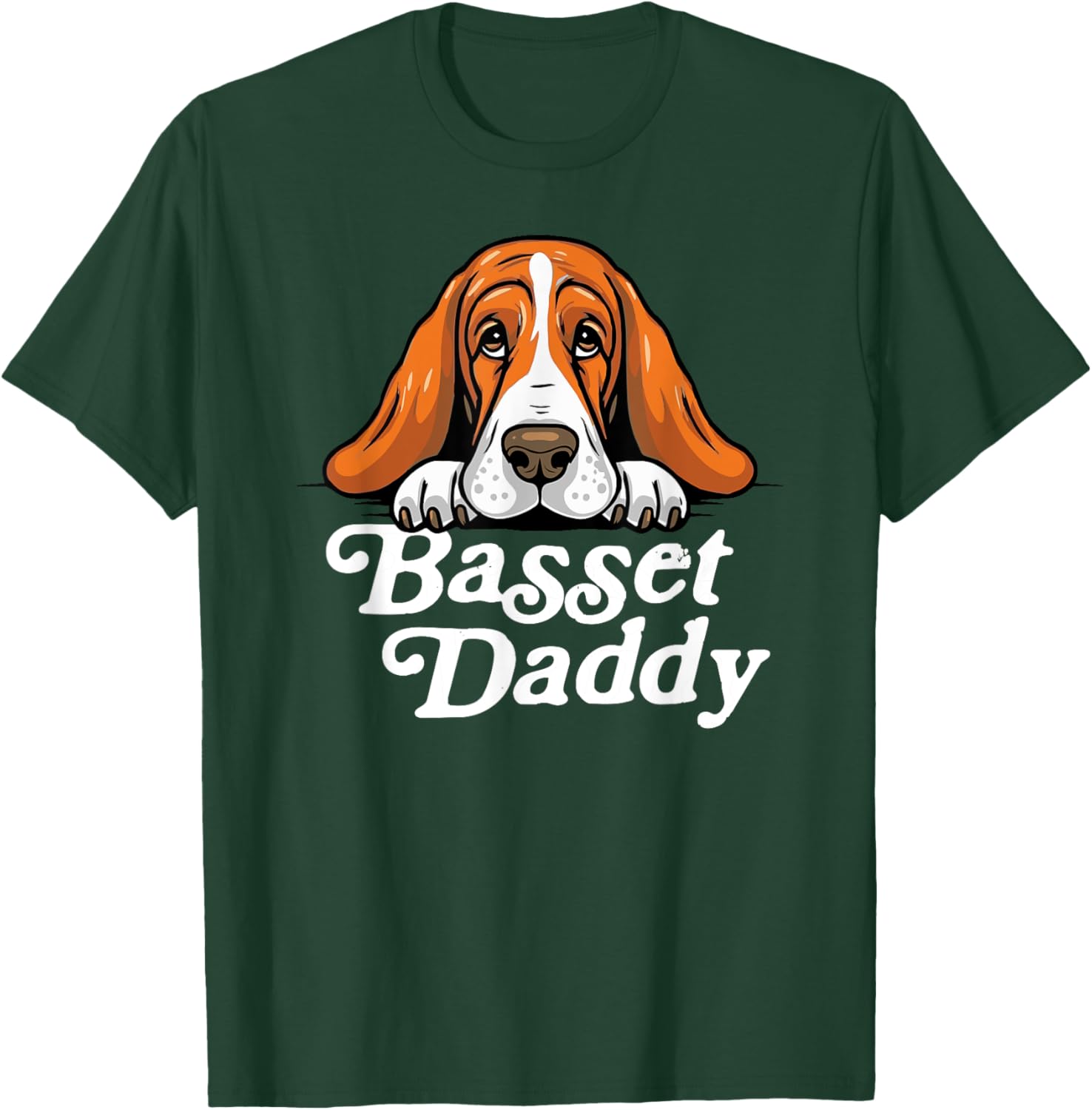Basset Daddy Basset Hound Dad Puppy Cute Retro Dog Dad 80s T-Shirt - T-Shirt | Forest
