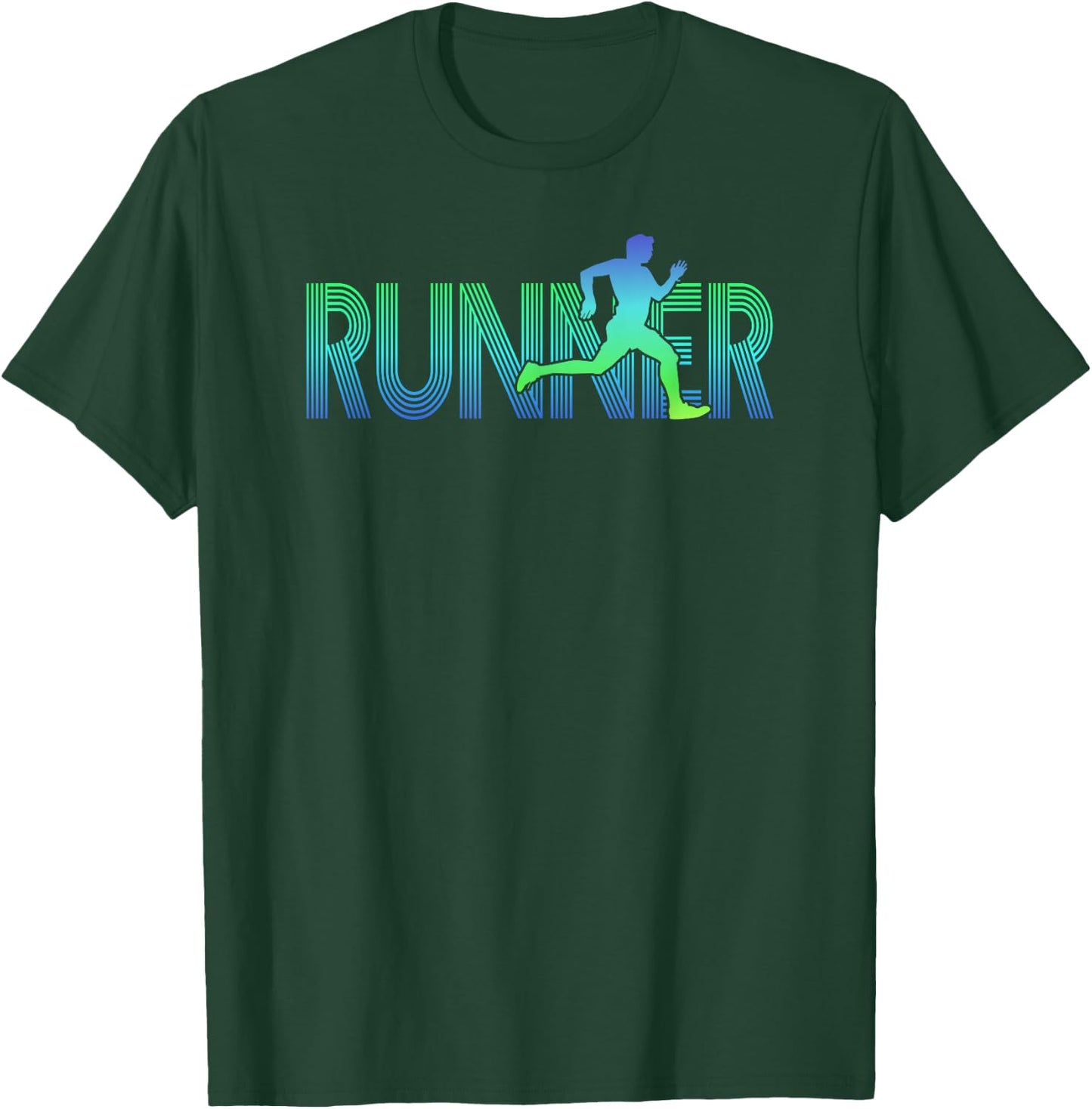 Runner Track & Field Cross Country Marathon Running Graphic T-Shirt - T-Shirt | Forest