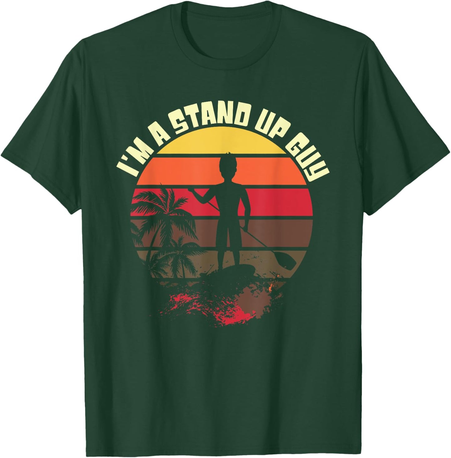 Fun Stand Up Paddle Board SUP Guy Men Boy T Shirt T-Shirt - T-Shirt | Forest