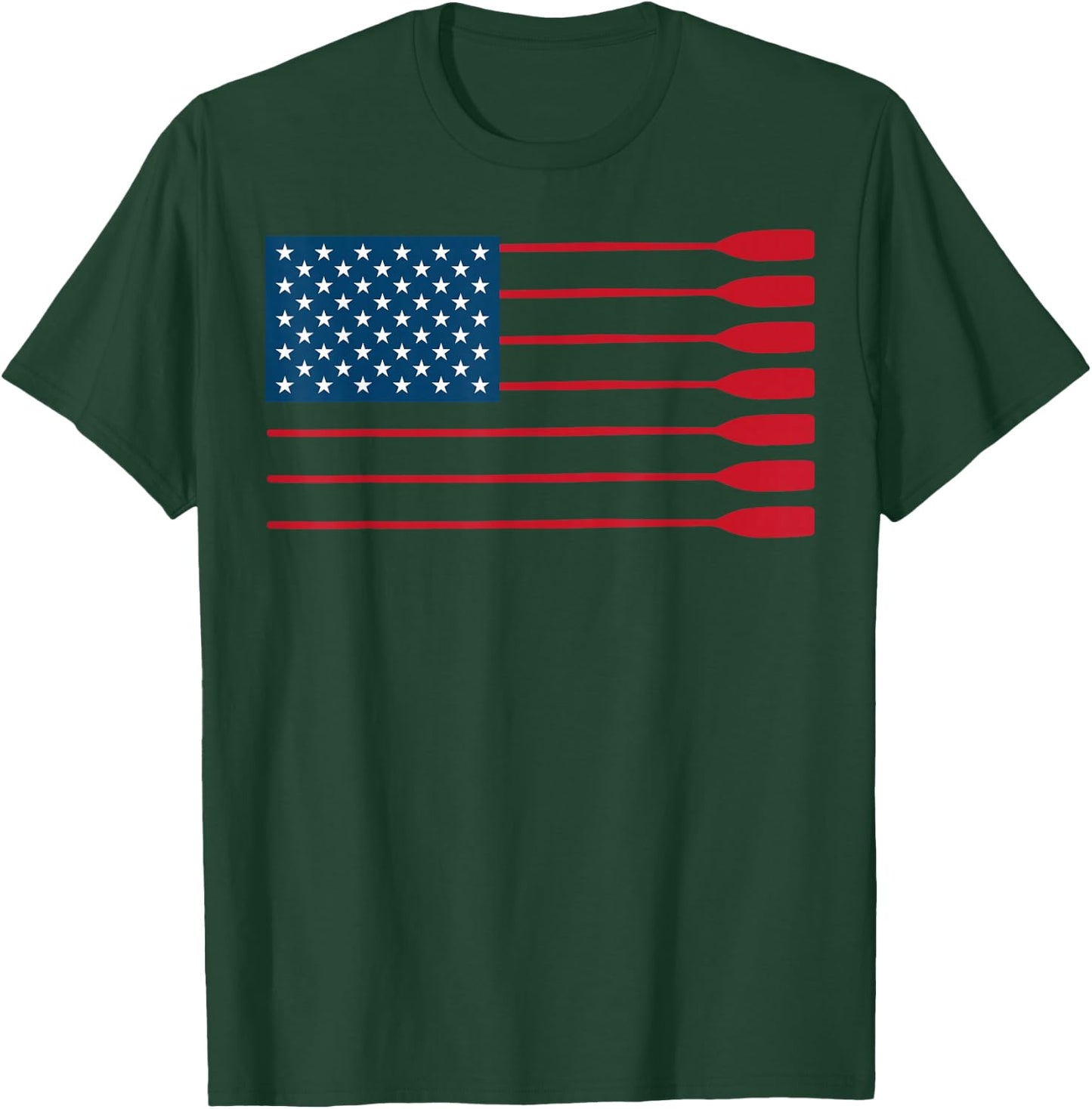 Cool American Flag Rowing Oar Funny Paddle Lover Rowers T-Shirt - T-Shirt | Forest