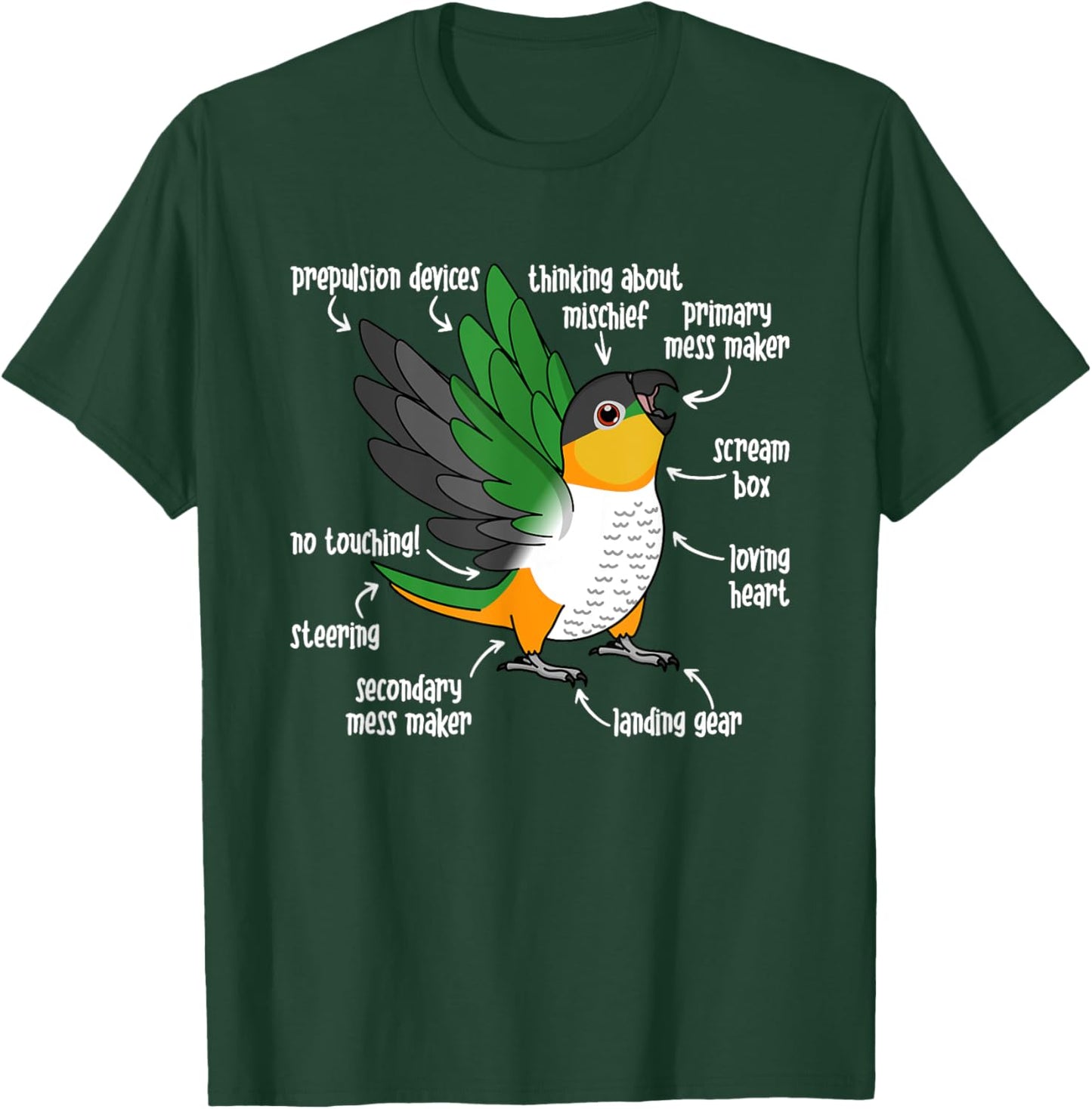 Parrot Anatomy I Black-headed Caique T-Shirt - T-Shirt | Forest