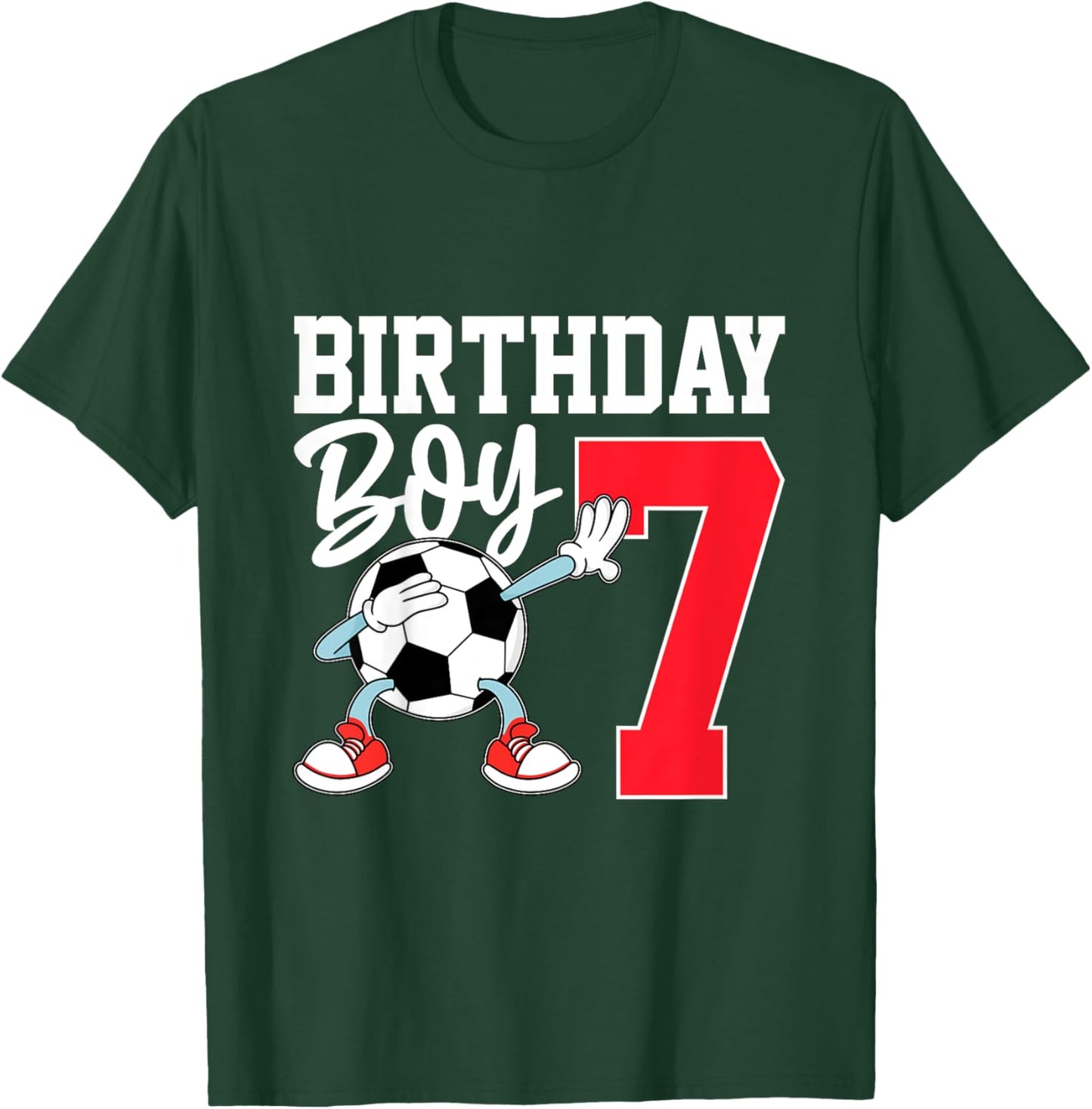 Kids 7th Birthday Shirt Boy Soccer Kids Football Seven 7 Year Old T-Shirt - T-Shirt | Forest