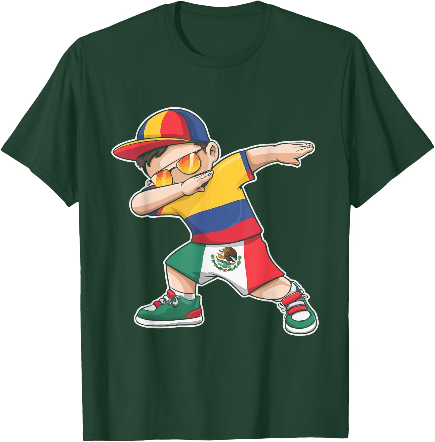 Half Columbian Half Mexican Mexico Flag Columbia T-Shirt - T-Shirt | Forest