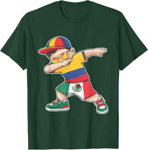 Half Columbian Half Mexican Mexico Flag Columbia T-Shirt - T-Shirt | Forest