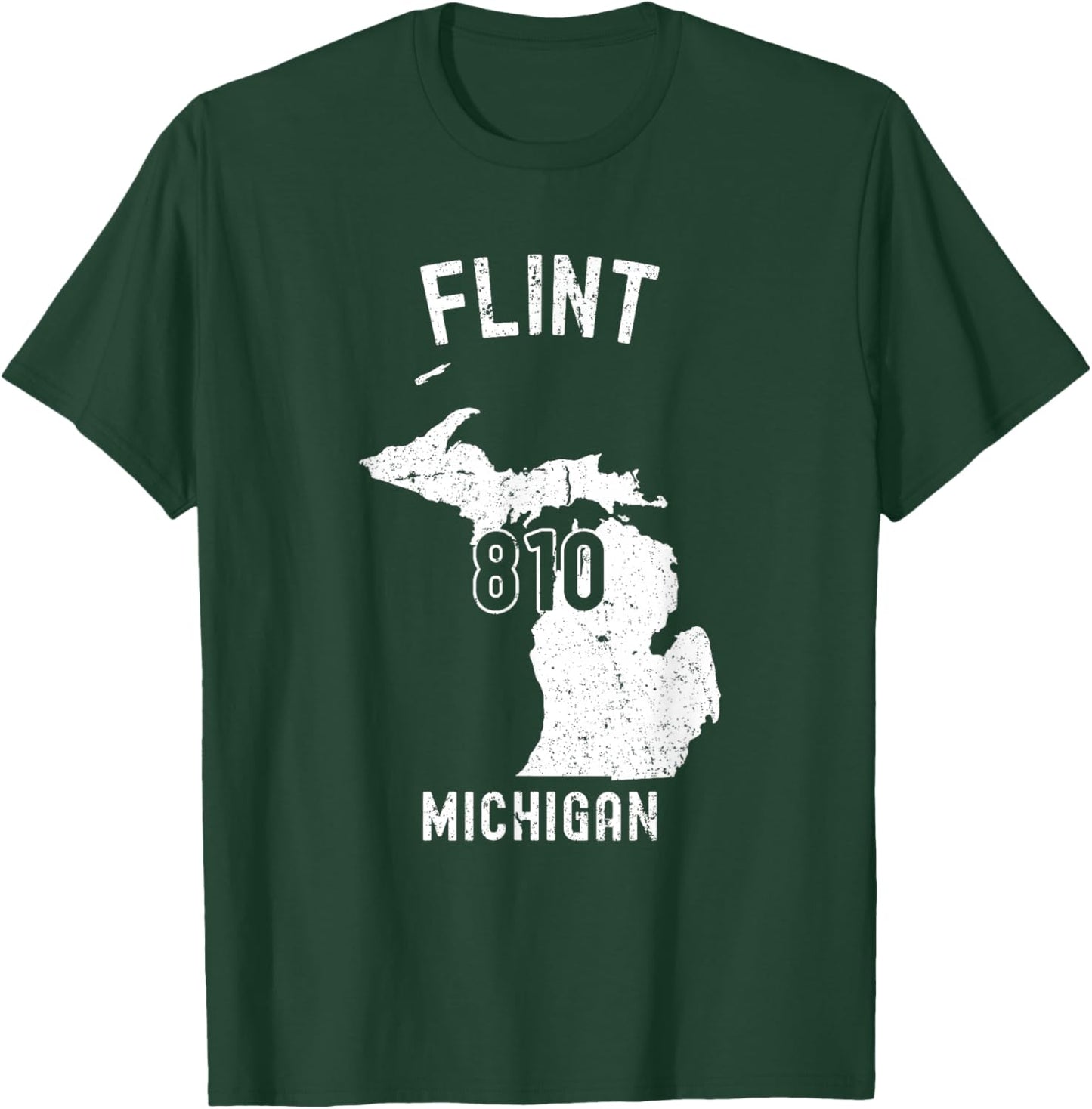 Flint Michigan MI 810 Vintage Athletic Style T-Shirt - T-Shirt | Forest