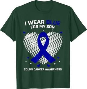 Men Women Gift I Wear Blue For My Son Colon Cancer Awareness T-Shirt - T-Shirt | Forest