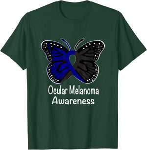 Ocular Melanoma Awareness Warrior Black & Blue Ribbon T-Shirt - T-Shirt | Forest
