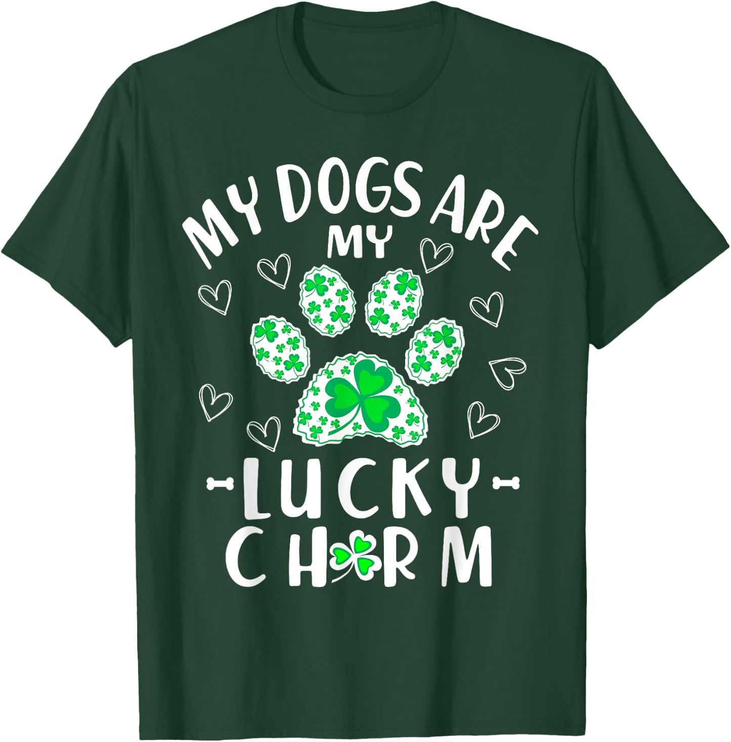 My Dogs are My Lucky Charm Shamrock Shirt St Patricks Day T-Shirt - T-Shirt | Forest