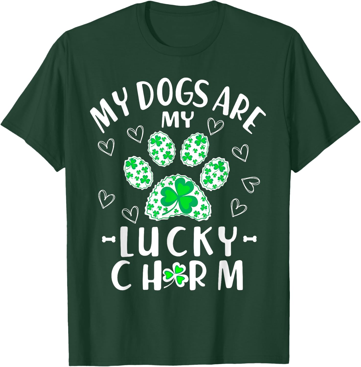 My Dogs are My Lucky Charm Shamrock Shirt St Patricks Day T-Shirt - T-Shirt | Forest