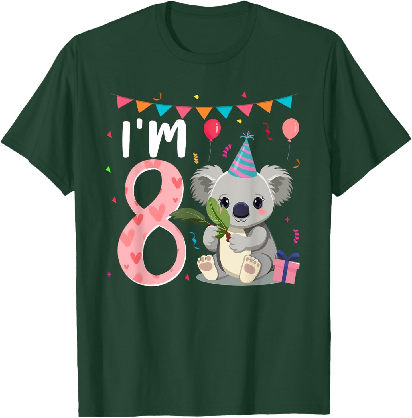 8th Birthday Girl Koala Bear 8 Year Old T-Shirt - T-Shirt | Forest