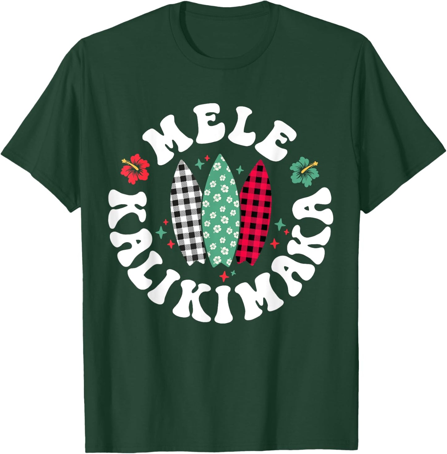 Mele Kalikimaka Christmas In Hawaii Hawaiian Surfing Beach Women Kids T-Shirt - T-Shirt | Forest