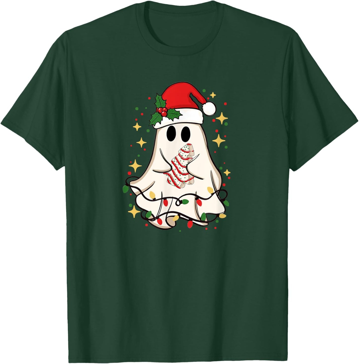 Cute Ghost Christmas Tree Frosting Frosted Cake Debbie Snack T-Shirt - T-Shirt | Forest