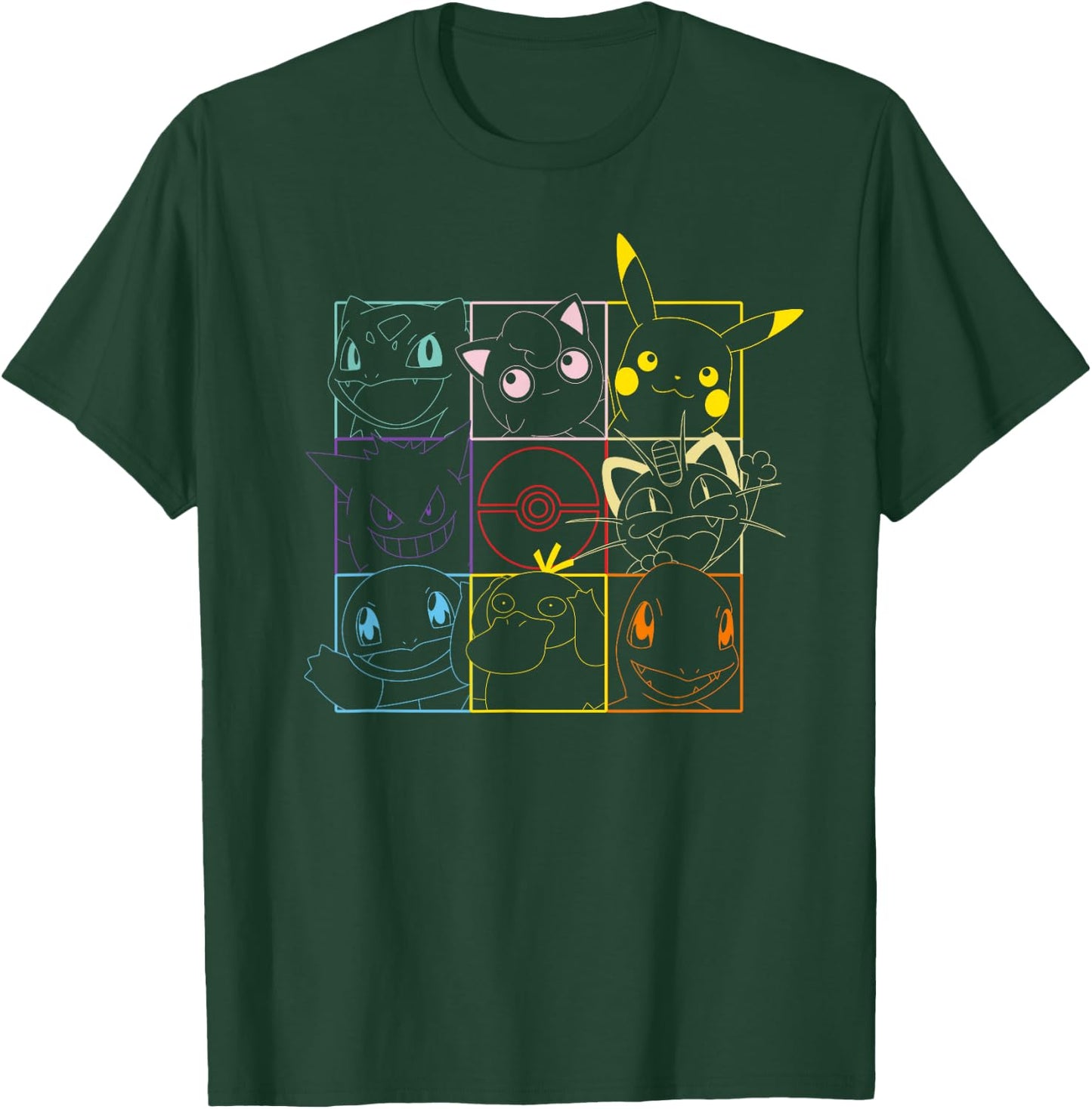 Pokemon Adult Black Grid T-Shirt - T-Shirt | Forest