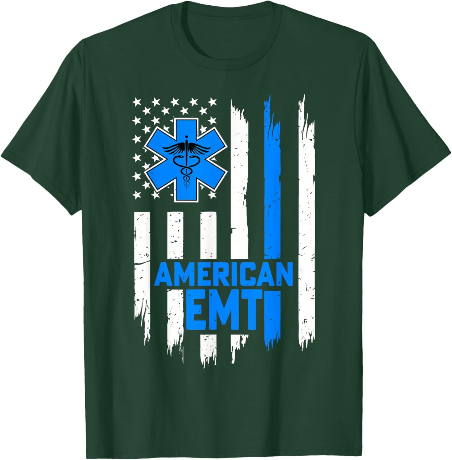 American EMT USA Flag 4th of July Educated Paramedic Gifts T-Shirt - T-Shirt | Forest