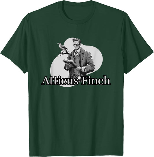 ELDA DESIGN Atticus Finch Retro Classic Book Illustration T-Shirt - T-Shirt | Forest