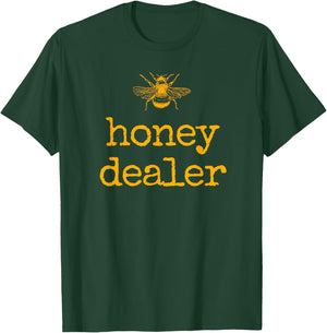 Honey Dealer Retro Honeycomb Honey Bees Funny Beekeeping T-Shirt - T-Shirt | Forest