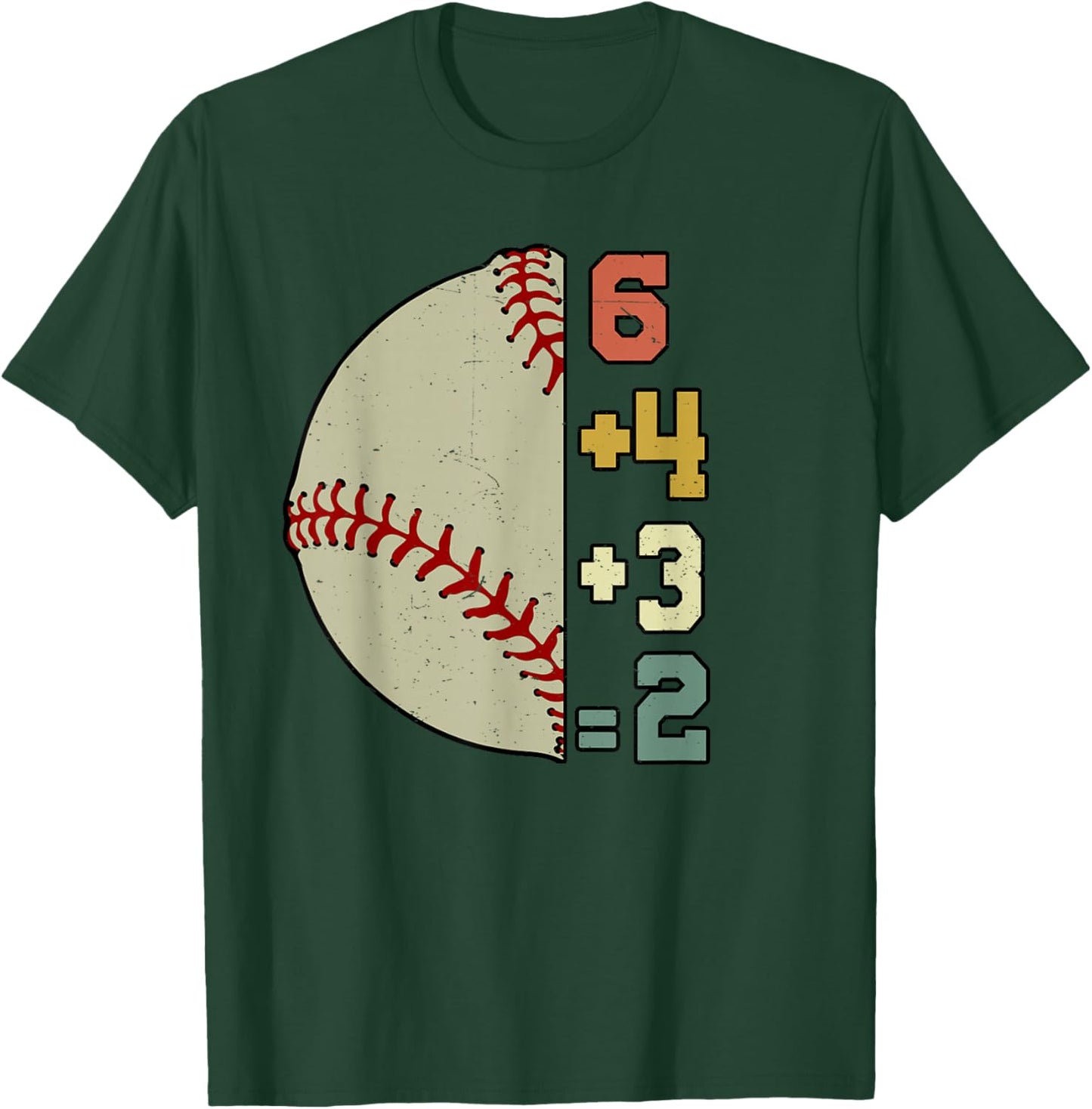 Funny 6+4+3=2 Baseball Pitcher Double Play Women Youth Boy T-Shirt - T-Shirt | Forest