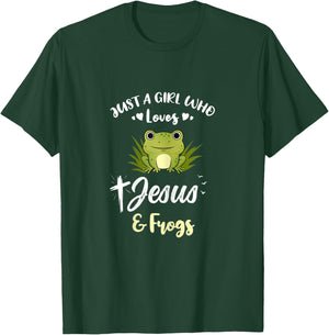 Just A Girl Who Loves Jesus And Frogs T-Shirt - T-Shirt | Forest