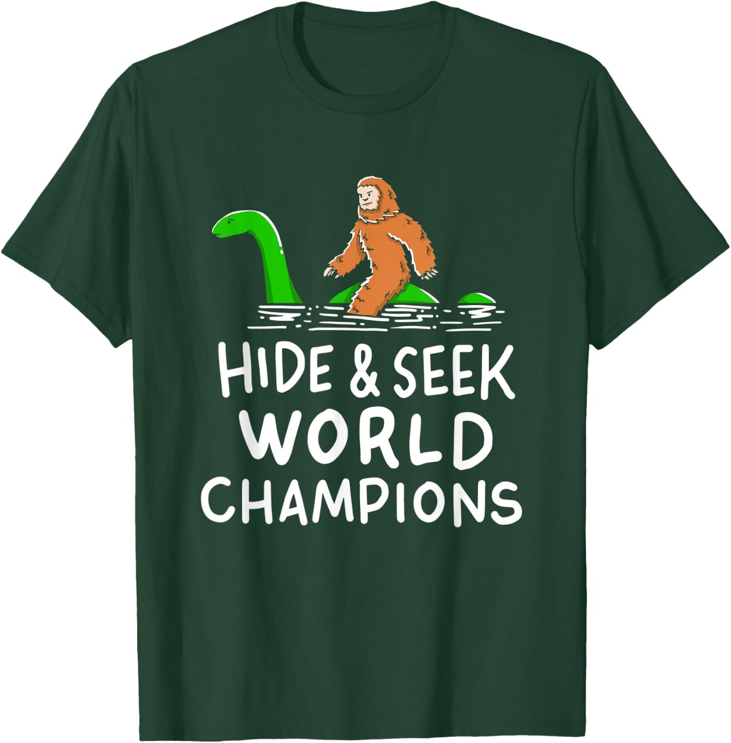 Bigfoot Riding Loch Ness Monster Gift A Champion T-Shirt - T-Shirt | Forest