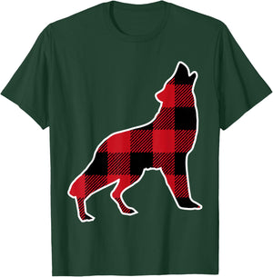 Wolf Family Shirt | Red Plaid Buffalo Matching Family Pajama T-Shirt - T-Shirt | Forest
