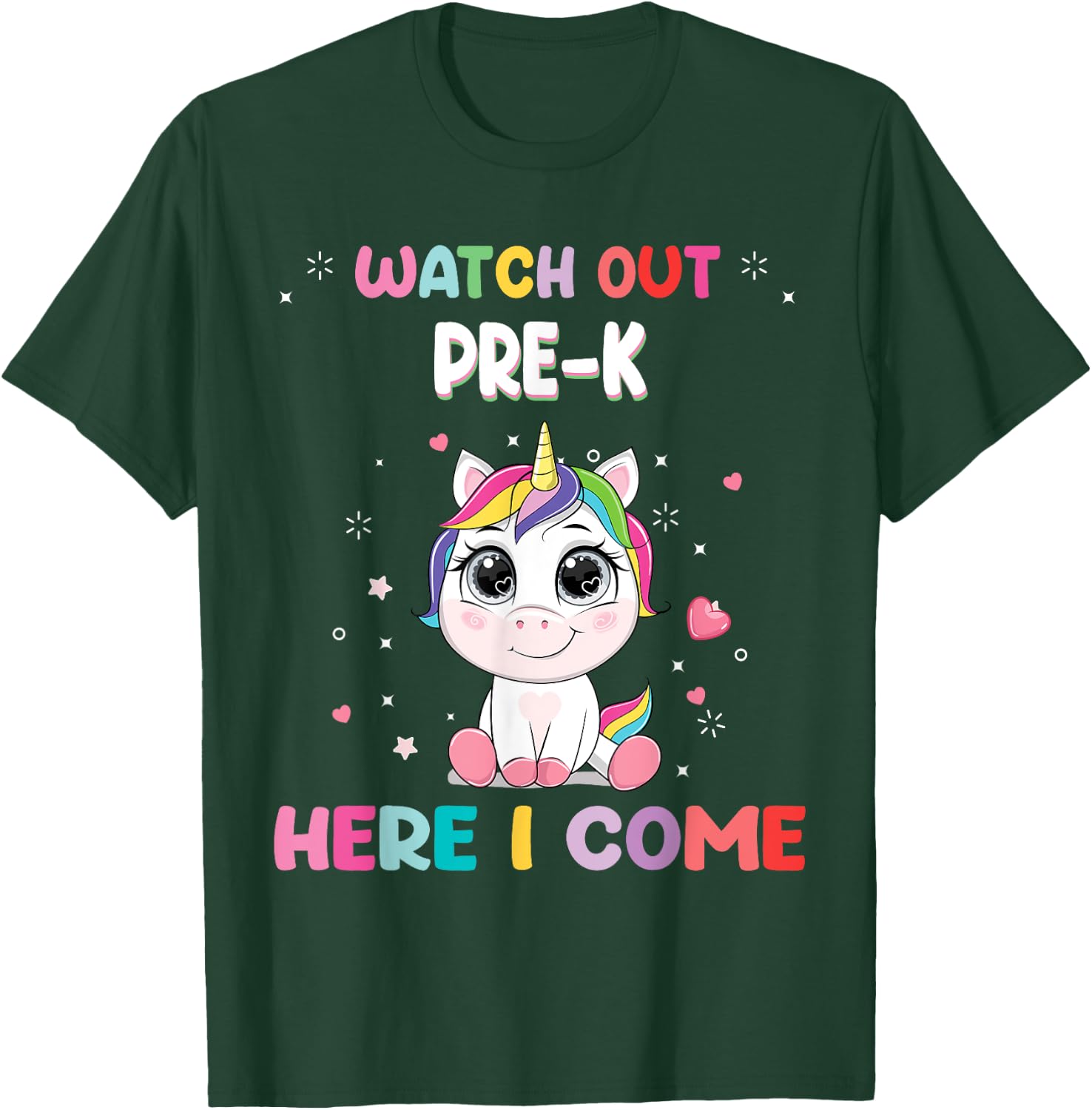 Watch Out Pre-K Here I Come Unicorn Back To School T-Shirt - T-Shirt | Forest