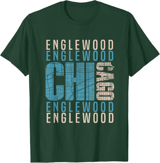 Chicago Englewood Chi-Town Neighborhood Map T-Shirt - T-Shirt | Forest