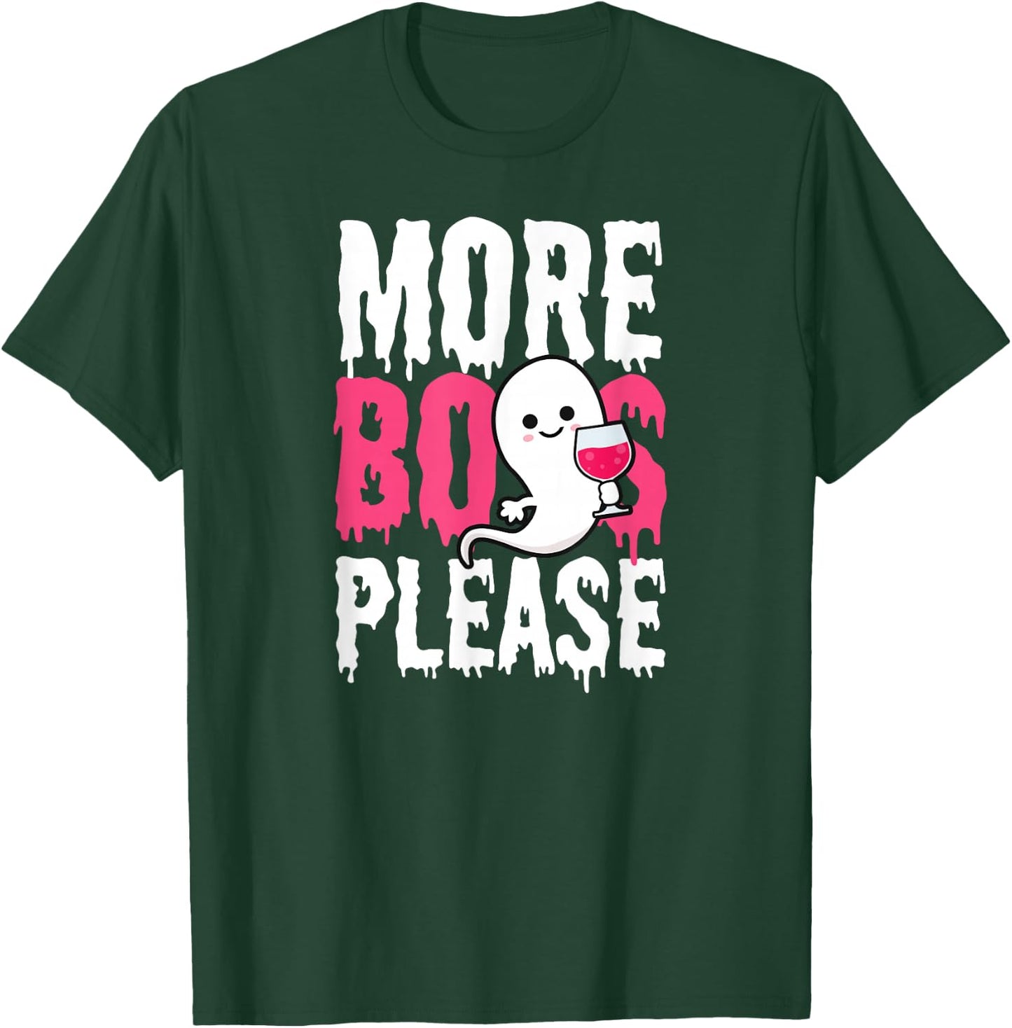 More Boos Please Design Halloween Wine Drinking T-Shirt - T-Shirt | Forest