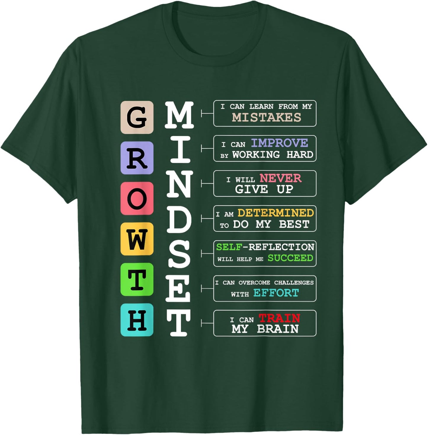 Growth Mindset shirt Positive School Classroom Teacher Gift T-Shirt - T-Shirt | Forest