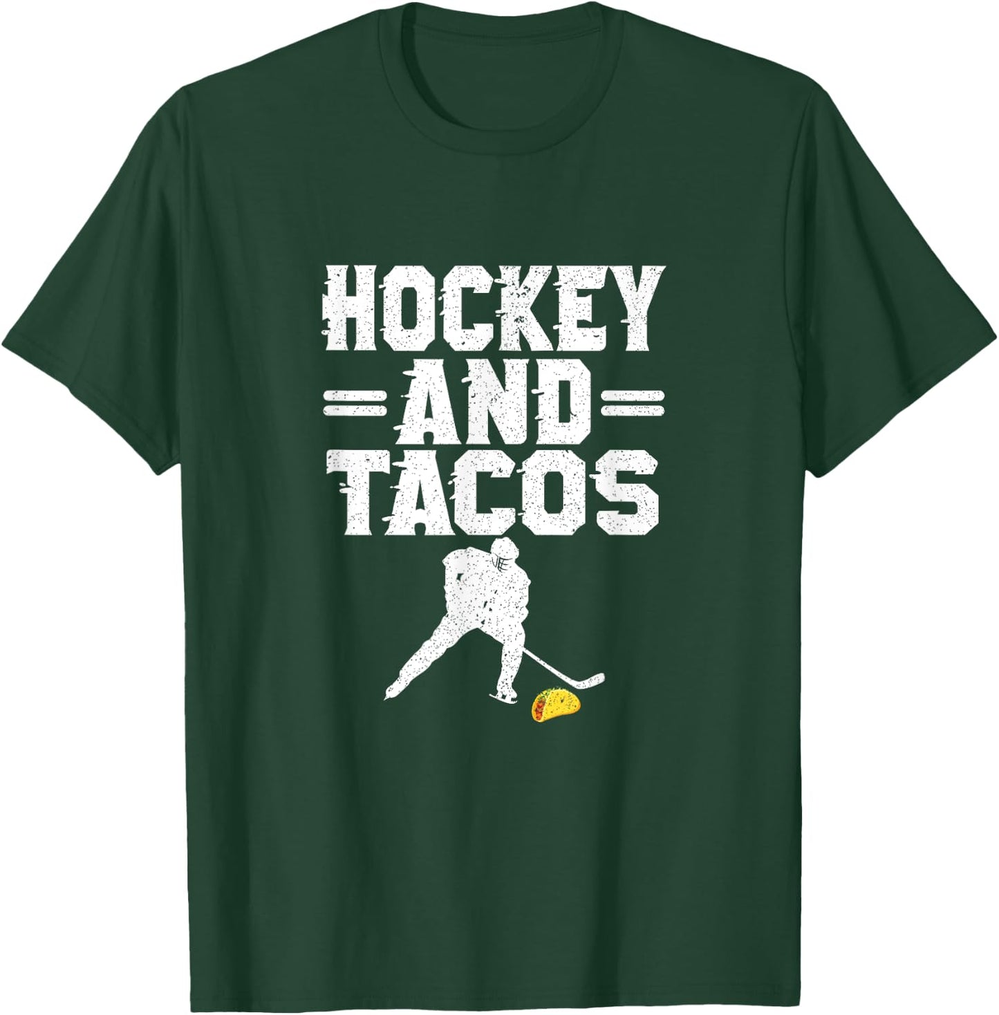 Hockey And Tacos Mexican Food Lover Hockey Player Outfit T-Shirt - T-Shirt | Forest