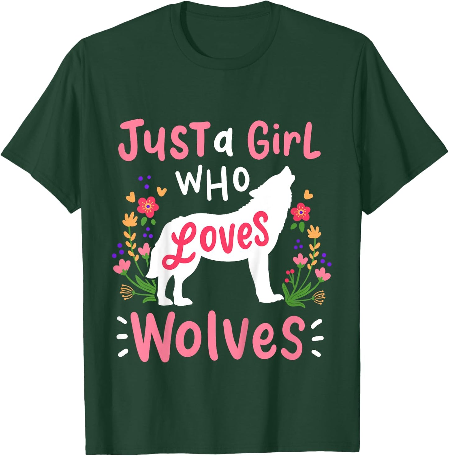 Kids Wolf Just A Girl Who Loves Wolves T-Shirt - T-Shirt | Forest