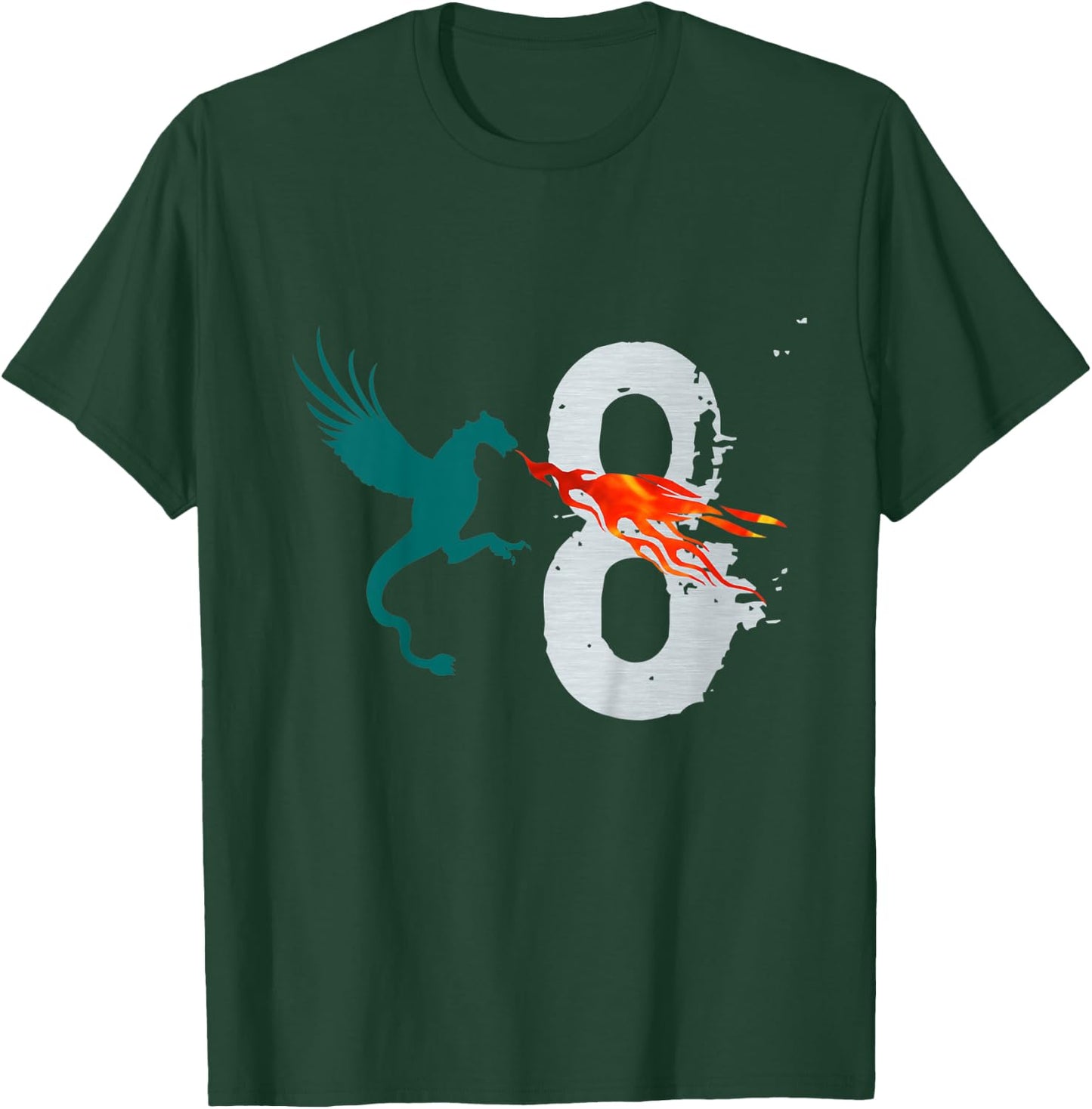 Kids Boys Girls 8 Year Old Birthday Dragon Shirt 8th Birthday T-Shirt - T-Shirt | Forest