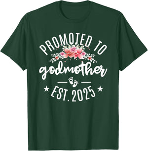 Promoted To Godmother 2025 Flower First Time New Grandma T-Shirt - T-Shirt | Forest