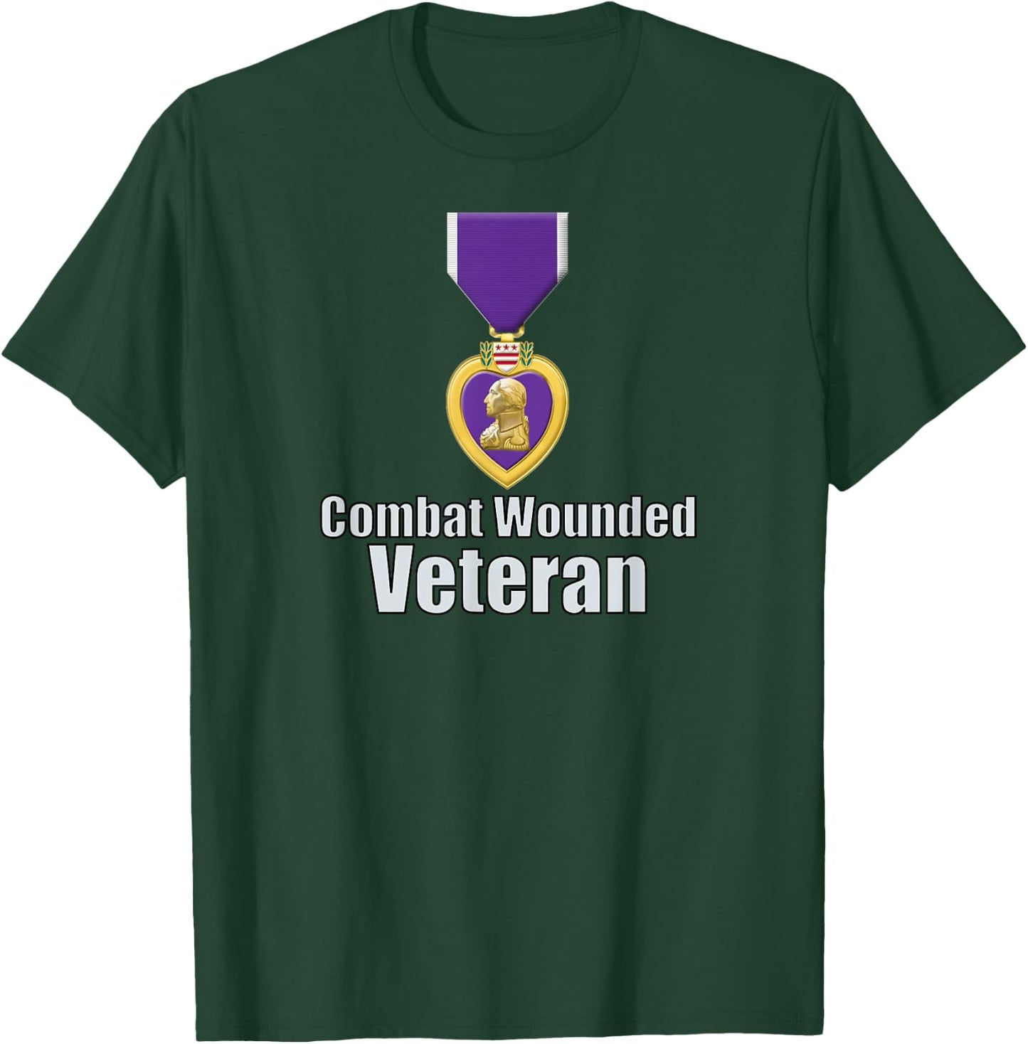 Purple Heart Combat Wounded Veteran T-Shirt - T-Shirt | Forest