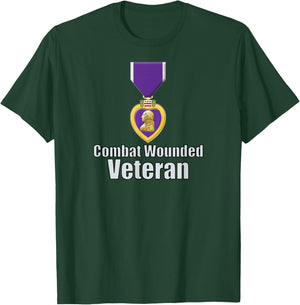 Purple Heart Combat Wounded Veteran T-Shirt - T-Shirt | Forest