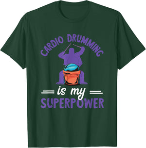 Cardio Drumming Superpower Fitness Workout Fitness Class T-Shirt - T-Shirt | Forest