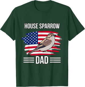 Bird US Flag 4th Of July Father's Day House Sparrow Dad T-Shirt - T-Shirt | Forest