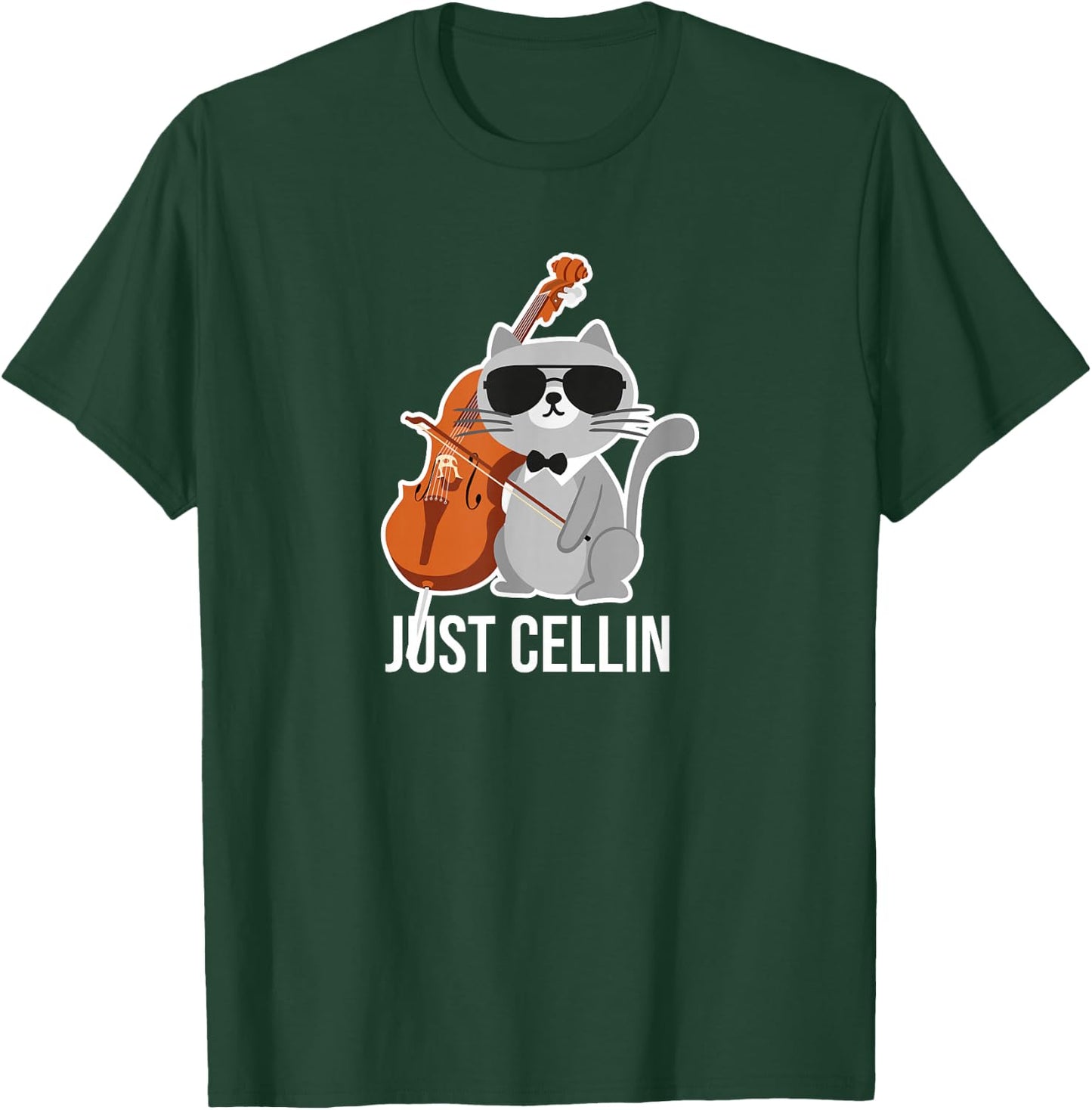 Just Cellin Cat Cello Design for Cellists Men Women Girls Kids T-Shirt - T-Shirt | Forest