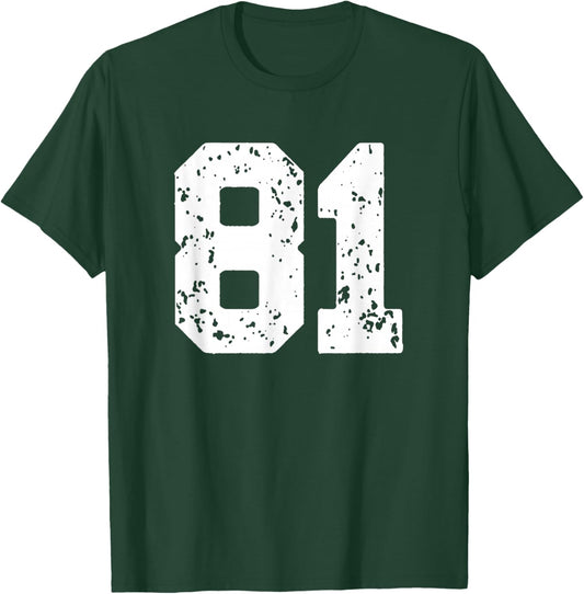 Number 81 White Best Classic College Style Birthday Funny T-Shirt - T-Shirt | Forest