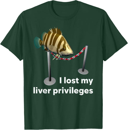 Cawffee I Lost My Liver Privileges Cursed Fish Funny Fish Meme , Small, Black T-Shirt - T-Shirt | Forest