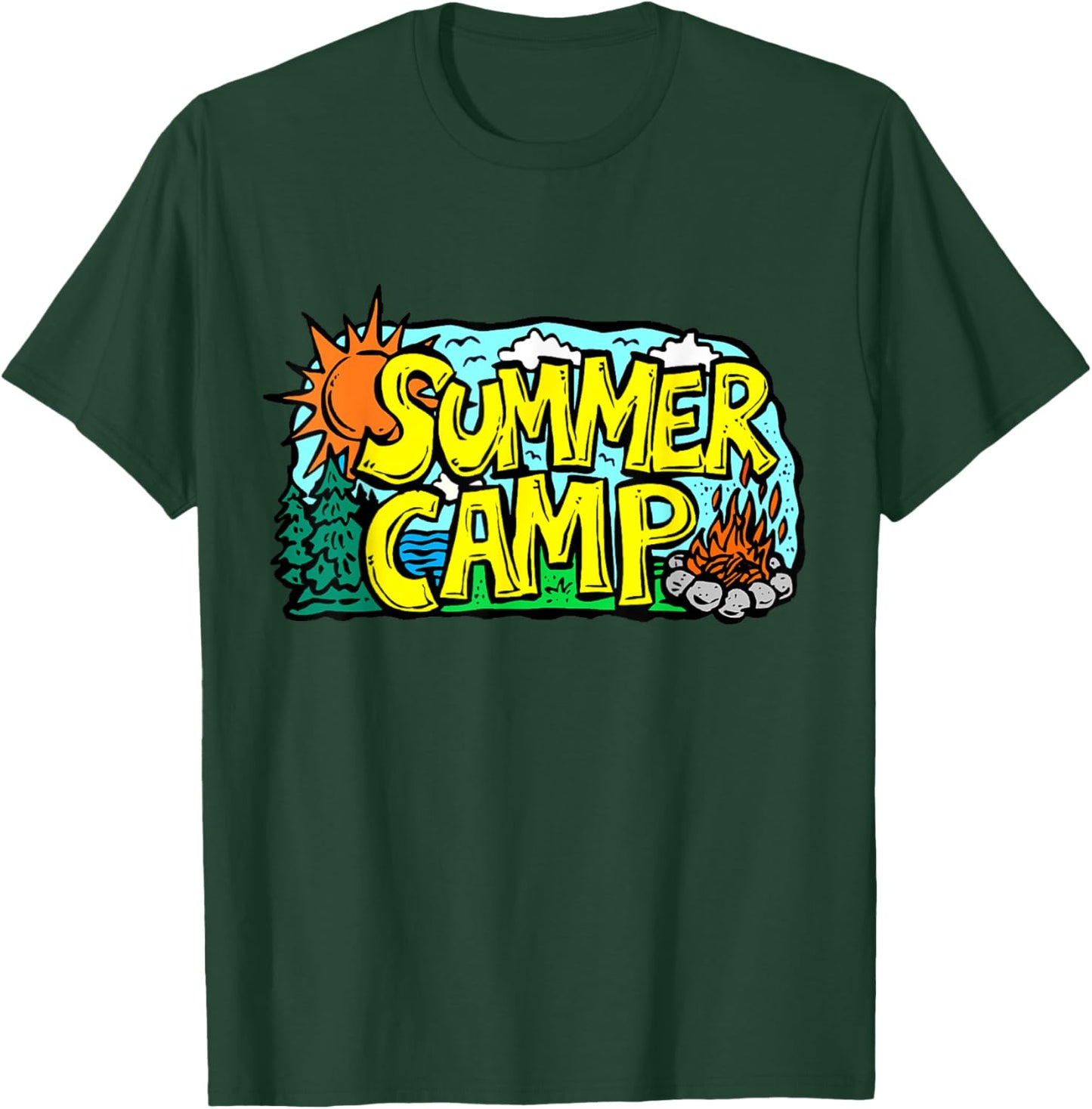 Summer camp Day camp Camping Funny Summer Sun Nature Saying T-Shirt - T-Shirt | Forest